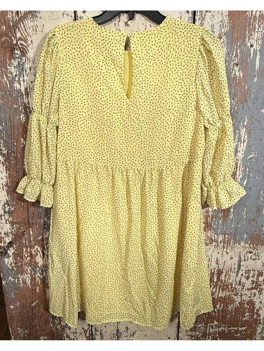 Who What Wear yellow polka dot babydoll dress size small - Picture 2 of 4